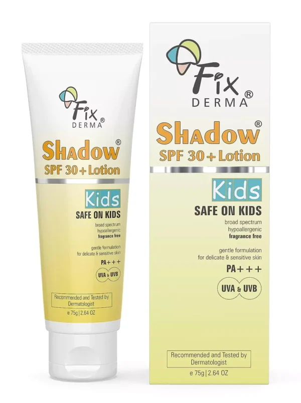 Best Sunscreen for Kids in India : Fixderma Shadow Sunscreen lotion for kids