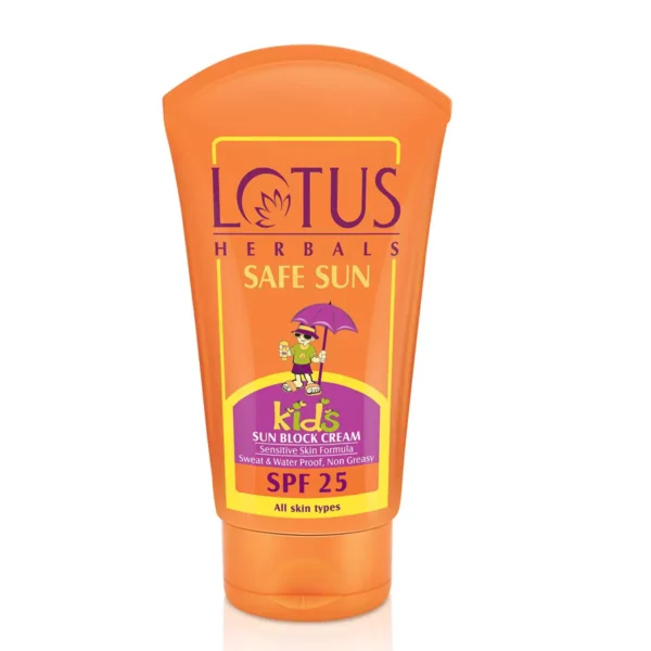 Best Sunscreen for Kids in India : Lotus Herbals Safe Sun Kids Sunblock Cream