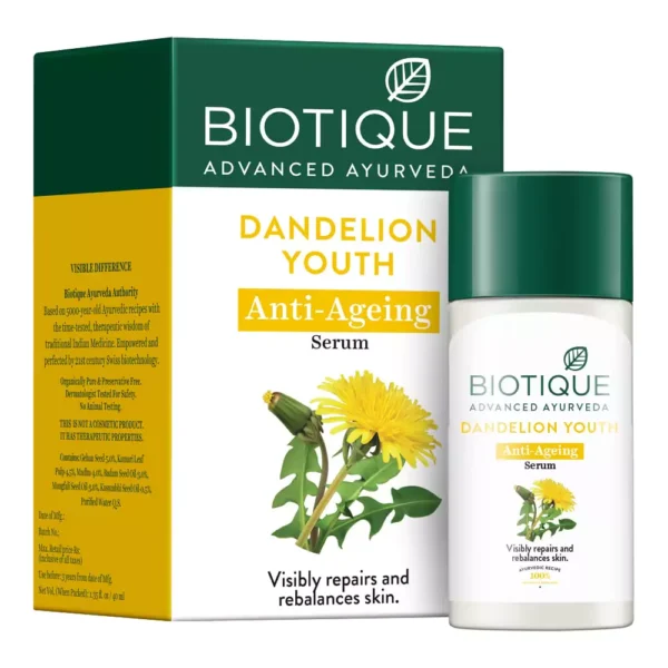 10 Best Anti Aging Products Available in India 3 Biotique Dandelion Youth Anti-Ageing Serum :Anti Aging Products in India