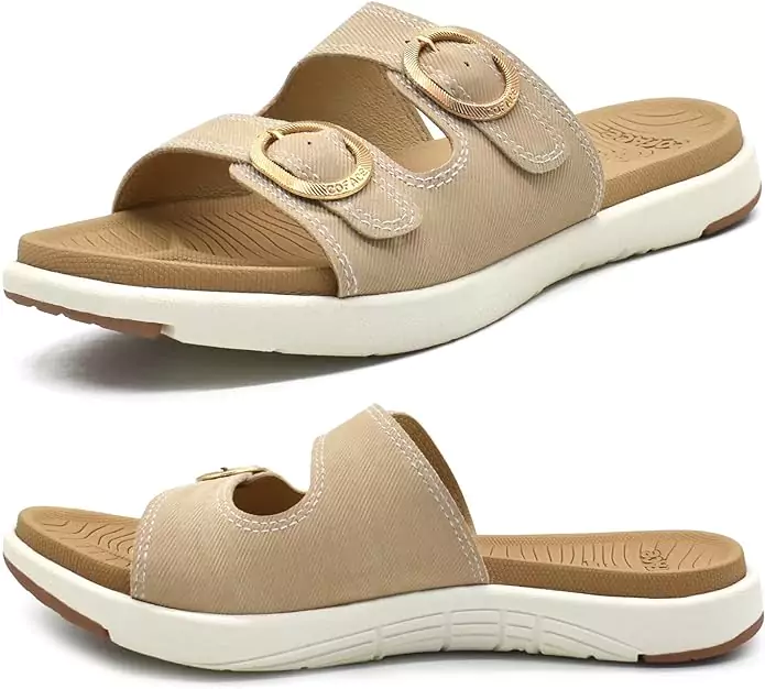 Best 10 Women's Footwear for Heel Pain with Arch Support 2 COFACE Womens Flat Sandals : Women Footwear for Heel Pain with Arch Support